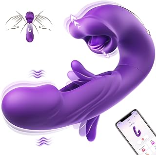Koxten Thrusting Dildo Vibrator Dildos - G Spot Vibrator Women Sex Toys with 7 Flapping & Vibrating & Licking Modes Tongue Toy for Women for Clitoral Stimulation Thrusting Vibrator Adult Toys Anal Sex Toys