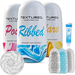 Male Masturbator Sex Toys for Men - Pocket Pussy Egg Set Stroker Adult Sex Toys, Ultra Soft Stretchy 3D Realistic Textured Male Masturbators Cup, 3 Penis Training Egg Set Male Sex Toys for Men