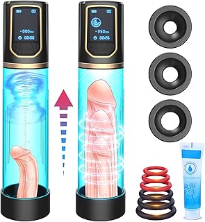 Automatic Penis Pump for Men Erection & Enlargement with 2 * 8 Modes, Male Sex Toys Self-Vacuum Sensuality Pump Penis Enlargers & Stimulation Penis Training Device Couple Adult Toys, 3 Penis Rings