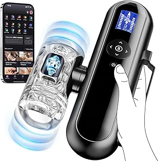 Male Masturbator Sex Toys, Upgrade Sex Toys for Men with 4 Thrust Depths 3 Start Points 10 Thrusting Vibrating Speeds Adult Sex Toys, APP Remote Control Automatic Sex Machine Soft Channel Blowjob Toy