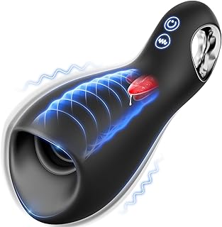 Vooloka Masturbator Male Sex Toys for Men, Male Mastusbator 5x10-Mode Tongue Licking Vibrating for Enhanced Training Adult Toys Men Vibrator Penis Pump 360°Wrapped Sex Doll Male Mastuabors Toys