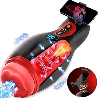 Male Masturbator Heating Sucion Pinch Stronger Vibration with Beads Stimulate Penis Sex Toys for Men, 9 Sucking & 9 Vibrating Mens Sex Toy Machine Mouth Blowjob Adult Toys with APP Control