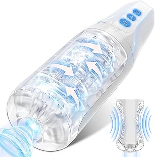 Automatic Male Masturbators with 8 Vibration & 4 Clamp Suction Modes for Stimulation, Electric Pocket Pussy 3D Realistic Textured Vagina Stroker, Adult Sex Toys for Men Pleasure