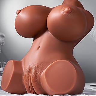 7.7LB Sex Doll Realistic Male Masturbator, 3 in 1 Brown Big Boobs Pussy Ass Masturbator Toy with Realistic Vagina, Lifelike Love Doll Pocket Pussy with Built-in Torso Sex Toy for Men Masturbation