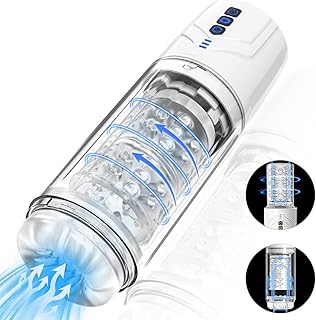 2 in 1 Sucking Male Masturbators Clear Pump Visible Pocket Pussy Detachable Automatic Male Masturbator with 7 Rotation & Suction Modes Adult Stroker Sex Toys for Men(White)