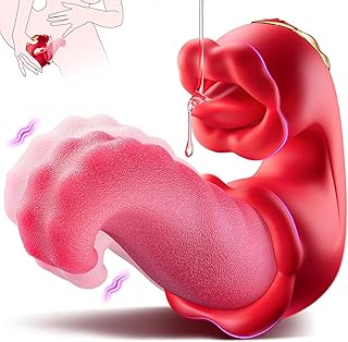 G Spot Vibrator for Women - 4 in 1 Tongue Thrusting Vibrators Dildo Rose Adult Sex Toys with 10 Licking Clitoral & 10 Vibration Mode, Sucking Clit Stimulator Pleasure Tools for Female Couples Games