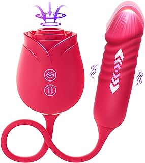 Vibrator Dildo Sex Toys for Women - MOOLIGIRL Rose Sex Toy with Thrusting G Spot Vibrators & 10 Sucking Modes for Clitoral Nipple Stimulation Anal Dildos Adult Sex Toys Games for Couples Sex Machine