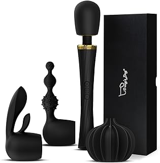 Tracy's Dog Wand Vibrator Kit for Couples, Powerful Cordless Vibrating Wand with 3 Attachments for Clitoral, G-Spot & Anal Stimulation, 5 Vibration Modes & 3 Speeds, Adult Sex Toys for Women & Partner