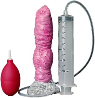 Jixaxe Realistic Animal Wolf Dildo Spray Dildo with Suction Cup Silicone Dildo with Splash Function Ejaculation Function Dildos Butt Plug Animal Sex Toy for Men Women