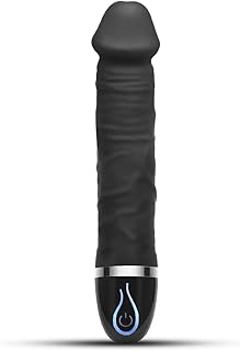 Realistic Vibrators for Her Clitoris and G-Spot Stimulator, Silicone Massage Stick for Women Sex Toy Waterproof AV Vibrator with 7 Vibration Modes USB Rechargeable Black