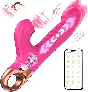 Vibrator Thrusting Dildo for Women - G Spot Vibrator Clitoral Stimulator Sex Toys Thrusting Vibrator with 10 Vibration 10 Thrust Mode with Sucking, Rabbit Vibrators Adult Sex Toy for Women and Couple (Pink)