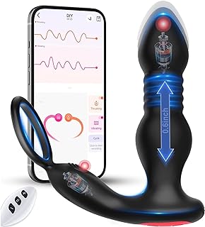 Prostate Massager Anal Vibrator, Male Sex Toys for Men Sex Toy Adult Toys Thrusting Dildo Anal Plug Butt Plug Anal Toys with 7 Thrusting & Vibrating & APP Control for Men Women Spanking Paddle Whips