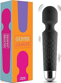 Oliver James Wand Vibrator - 20 Vibration Modes & 8 Speeds, Vibrator Wand Massager for Clitoris Stimulation, Adult Sex Toys for Men & Women, Wireless Vibrators & Water-Resistant Adult Toy (Black)