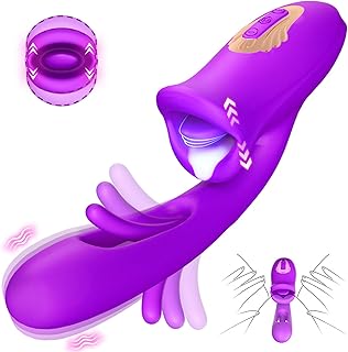 Vibrator Adult Sex Toys for Women, APP Remote Control Tongue Rose Sex Toy Dildo Vibrators G Spot Vibrator with 9 Licking Sucking & Flapping Clitoral Stimulator Anal Nipple for Female Men Couples