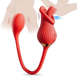 Tongue Licking Vibrators Adult Toy for Women Sex Toys, 2 in 1 Tongue Toy 10 Licking & Egg Vibrator Modes, Rose Sexual Pleasure Tool Dual Vibrator Bullet Toys for Female Nipple Clitoral Stimulator