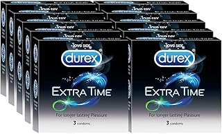 Durex Extra Time Condoms for Men - 3 Count (Pack of 10) |Performa Lubricant for Long Lasting Climax Delay|Suitable for use with lubes & toys