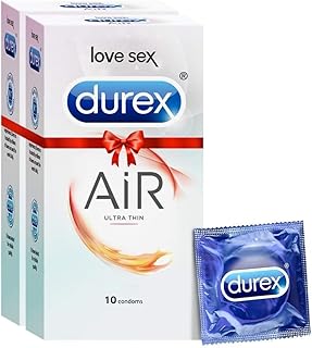 Durex Air Condoms for Men - 10 Count (Pack of 2) |Suitable for use with lubes & toys & Durex Air Condoms for Men - 10 Count | Suitable for use with lubes & toys