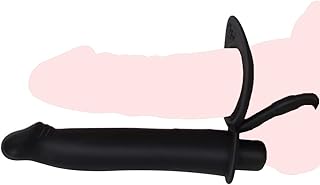 Silicone Strap On Penis Butt Plug, Double Penetration Dildo Vibrator with Cock Ring, Delay Ejaculation Anus Plug Massager Adult Erotic Anal Sex Toys for Male Man Women Couples