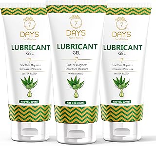 7 DAYS Lube Natural Lubricant Gel for Men and Women- 100ml | Water Based Lube Gel |Compatible with Condoms & Toys | 100% Natural ingredients | Non Sticky & Zero irritation (Pack of 3)