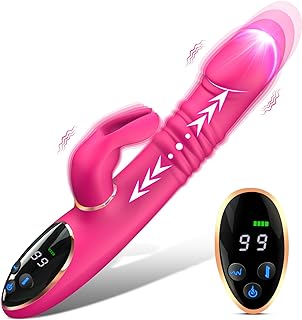 Thrusting Rabbit Vibrator Sex Toys - 3 in 1 G Spot Clitoral Stimulator, Realistic Silicone Dildo Vibrator with 9 Thrusting & 9 Vibrating Modes, Adult Sex Toys for Women or Couples Pleasure