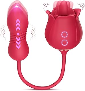 Sex Toys Rose Vibrator Dildo Adult Sex Toys for Women with 9 Tongue Licking & Thrusting Dildos G Spot Vibrators, Anal Sex Toy Clit Nipple Stimulator Licker for Female Men Couples