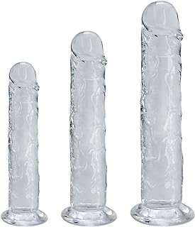 3 Pieces Realistic Dildo Set Large Medium Small Transparent Dildo Butt Plug with Strong Suction Cup Flexible Soft Replica Plug for Women Men Couples G-Spot Stimulation Sex Toy