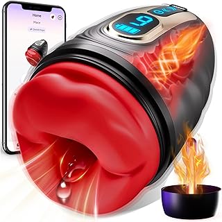 Male Masturbator Sex Toys for Men with Heating Rod, 9 Vibrating Male Mastuabors Adult Toys, LCD, Sex Toys4mens UK Mouth-Wrapped Blowjob Penis Trainer Vibrator Stroker Pocket Pussy Doll Mens Toy