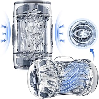 Male Masturbator Sex Toys - Male Stroker Squeezable Pocket Pussy with Spiral Texture, Open-Ended Penis Sleeve Adult Toy for Vagina and Oral Play, Men Couple Blowjob Sex Toy & Game